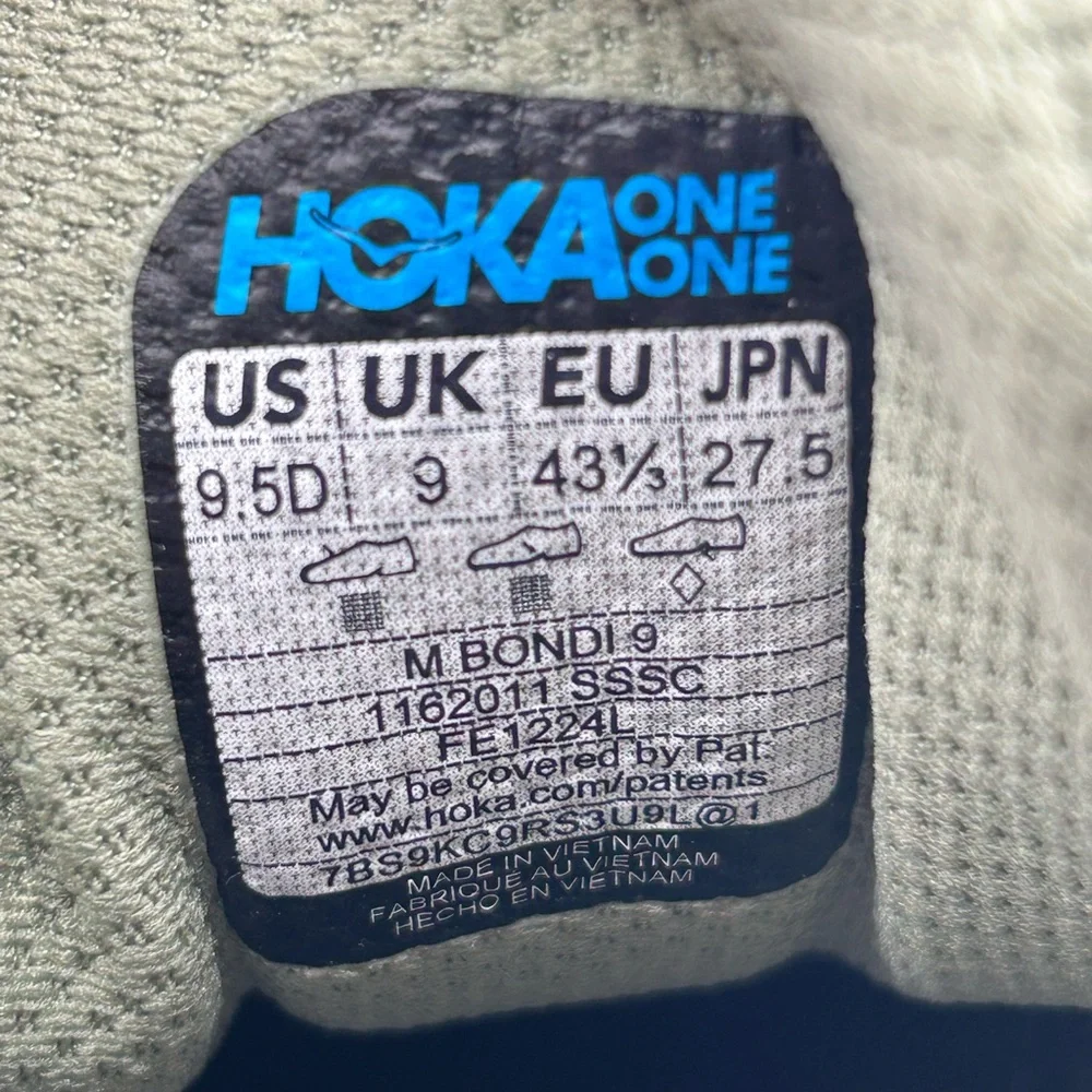 HOKA Bondi 9 Size 9.5D Wide Green Running Shoes New In Box - Picture 7 of 9